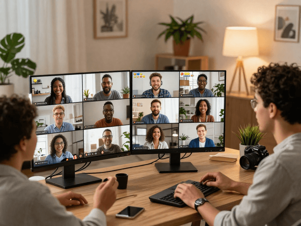 Engaging spicy ai chat interaction among diverse people in cozy home offices