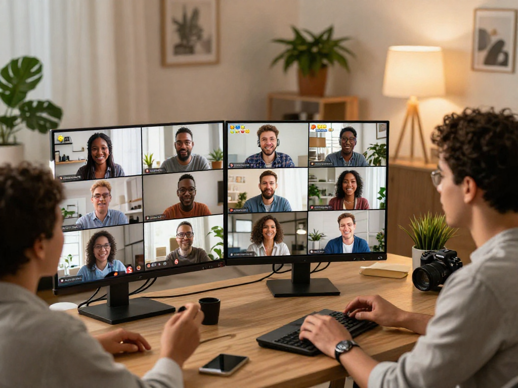 Engaging spicy ai chat interaction among diverse people in cozy home offices